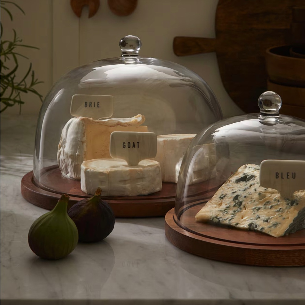 H&M GLASS DOME WITH WOODEN TRAY new